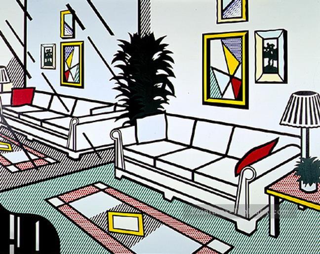 interior with mirrored wall 1991 Roy Lichtenstein Oil Paintings